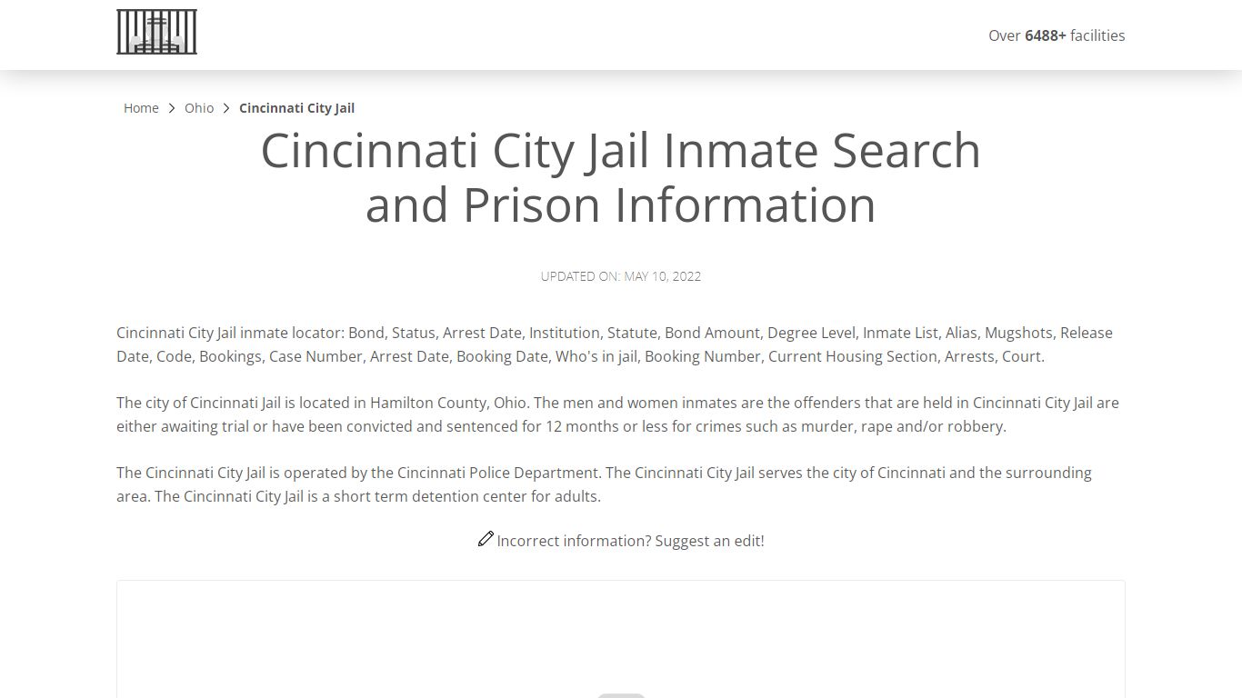 Cincinnati City Jail Inmate Search, Visitation, Phone no ...